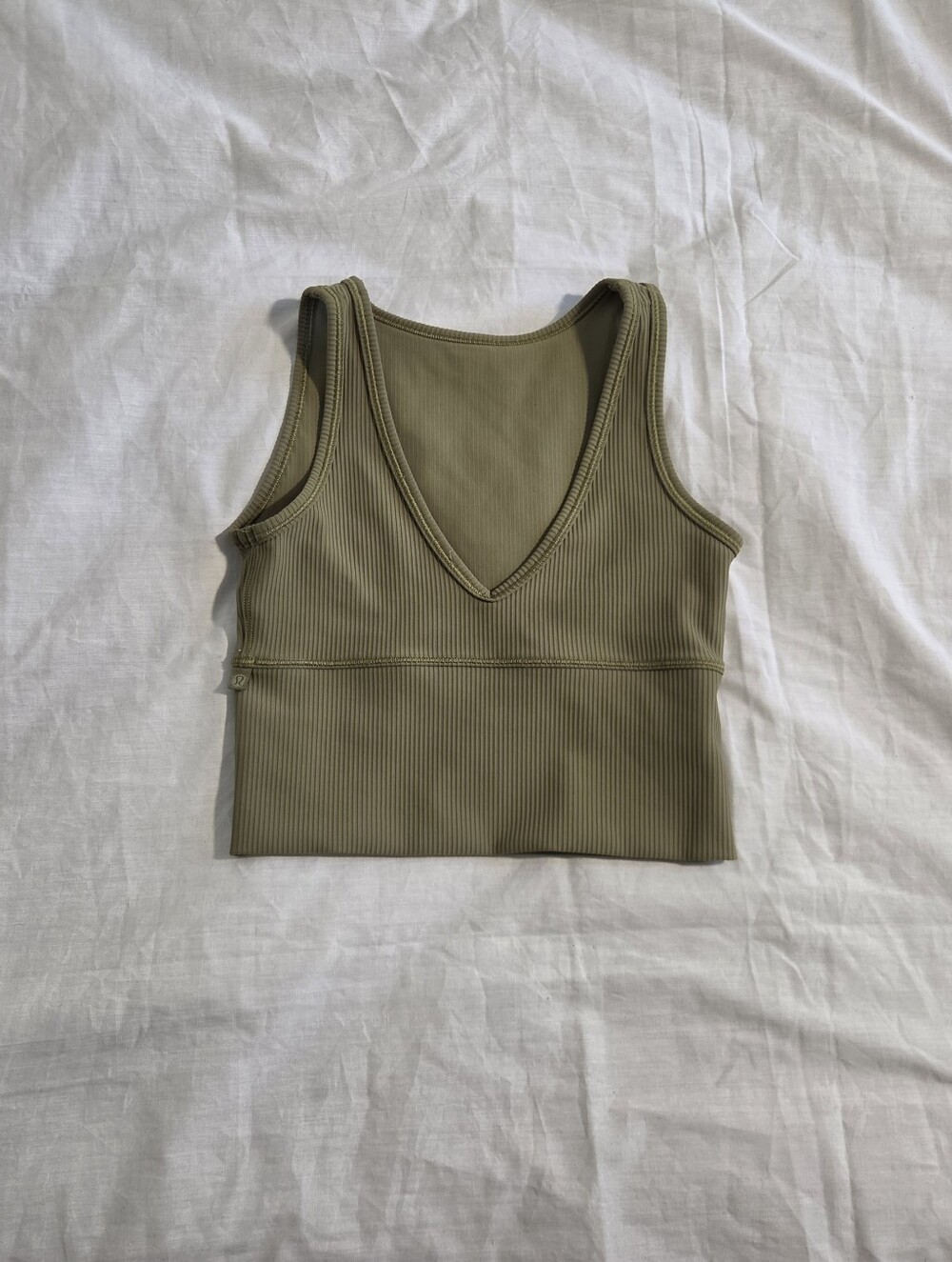 Lululemon Ribbed Cropped Tank Top Olive Green
